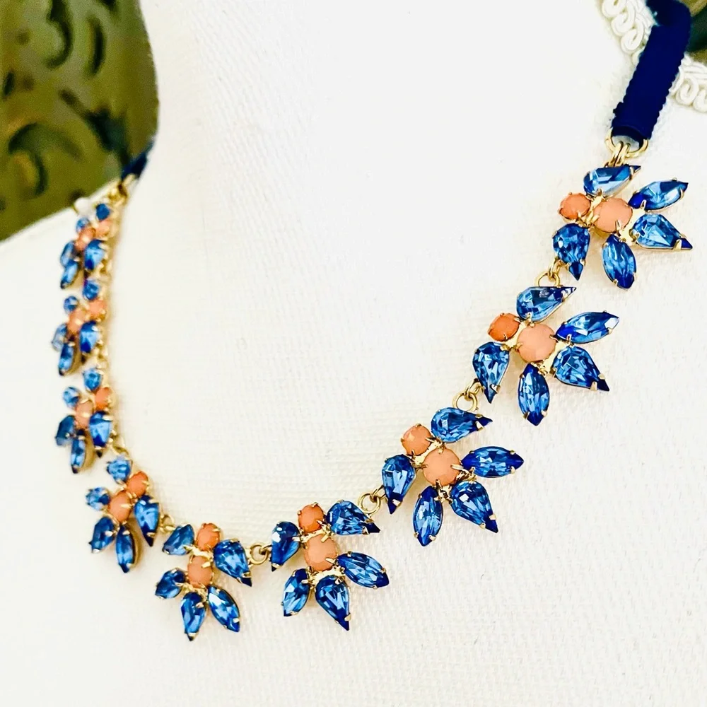 Crewcuts blue floral necklace with grosgrain ribbon tie